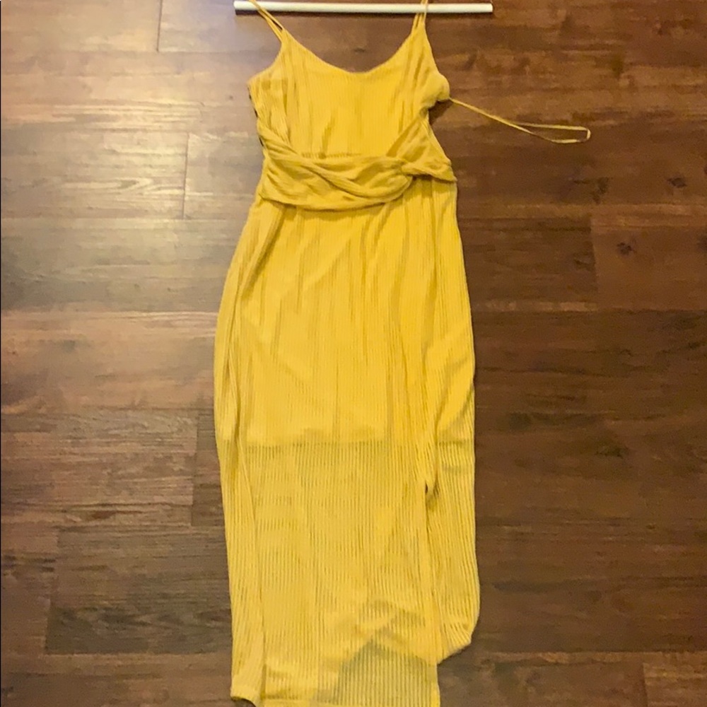 Mustard color Midi dress